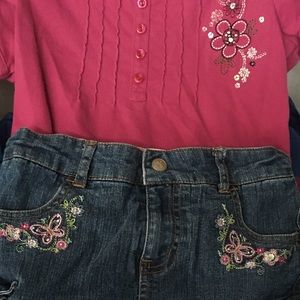 “Faded Glory” size 8 skirt and top set